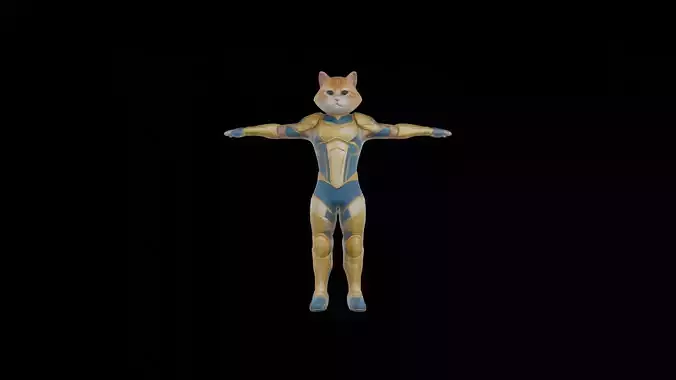 Humanoid Cat Soldier in Sci-Fi Armor VR  AR Low Poly Ready Low-poly 3D model