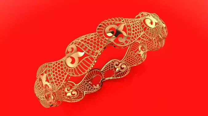 1358 Dense Net Pattern Statement Bangle 11gm