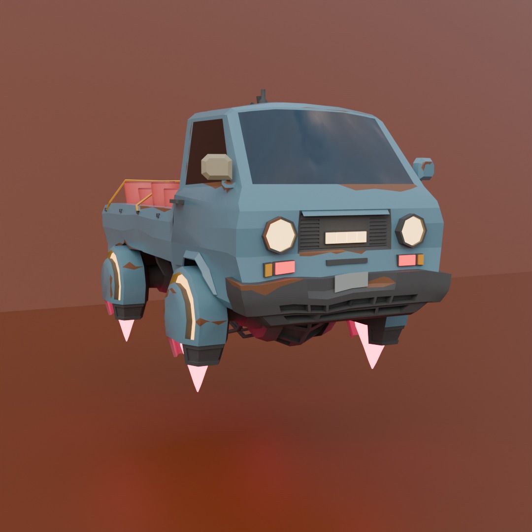 Sci-fi Flying Car Low-poly 3D model_3