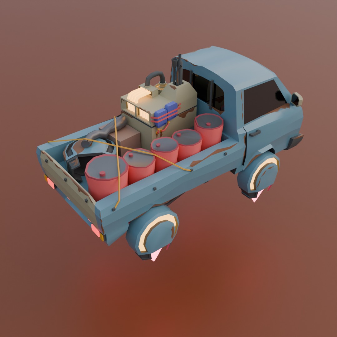 Sci-fi Flying Car Low-poly 3D model_2