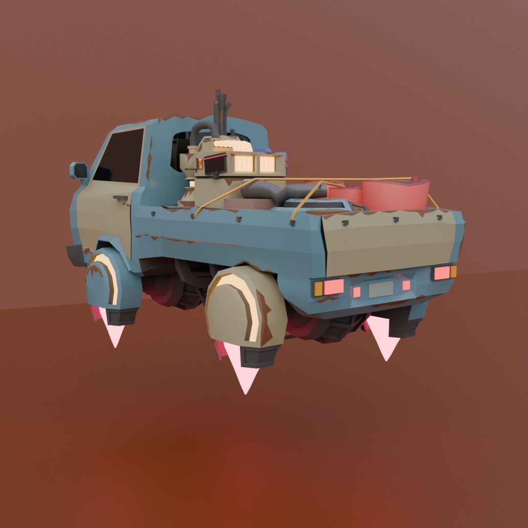 Sci-fi Flying Car Low-poly 3D model_4
