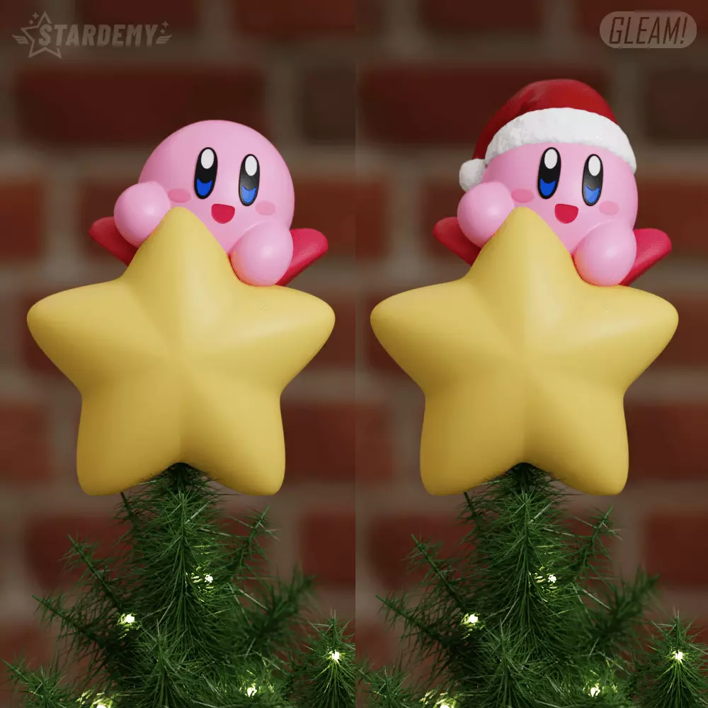 Kirby Tree Topper Christmas Ornament Star 3D print model_0