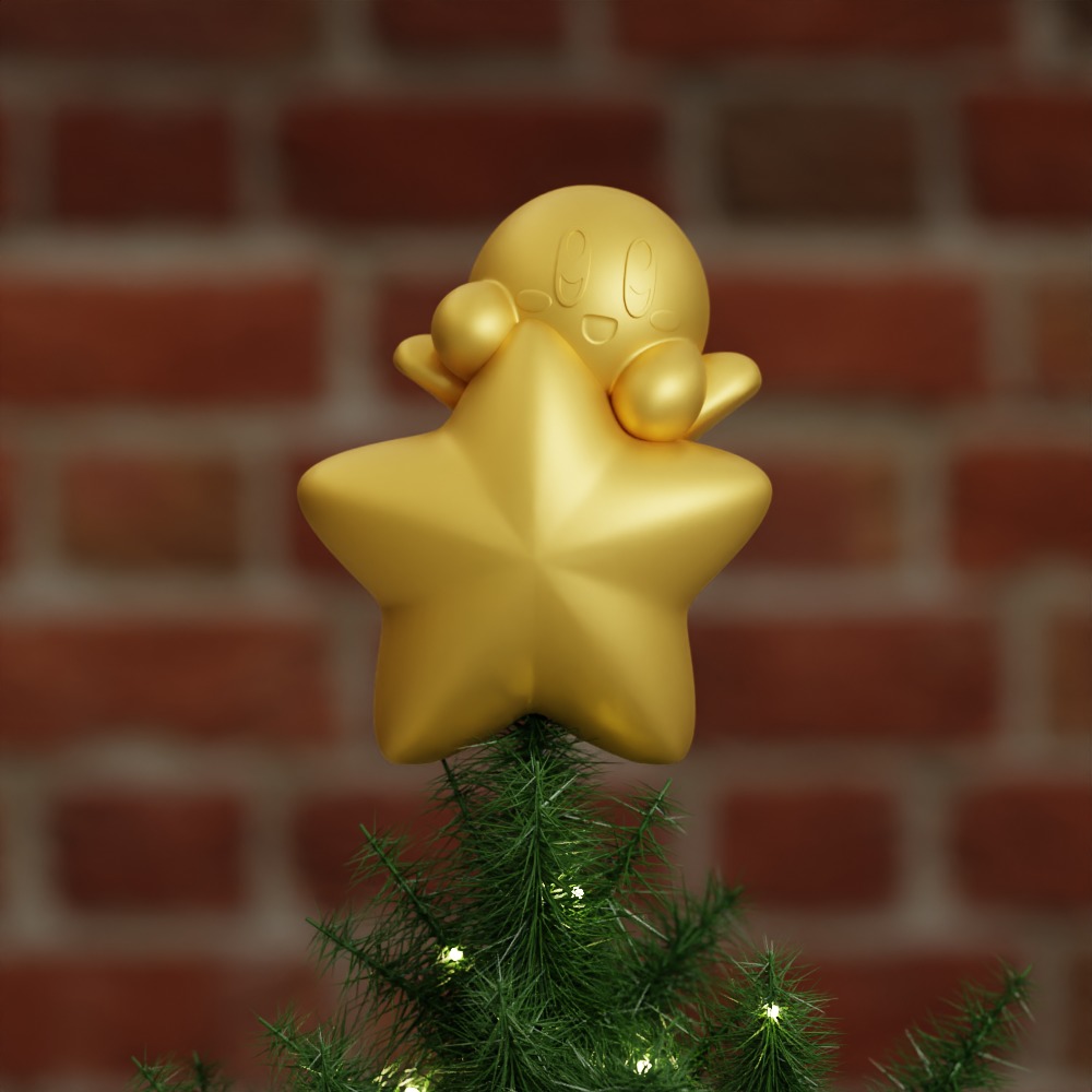 Kirby Tree Topper Christmas Ornament Star 3D print model_7