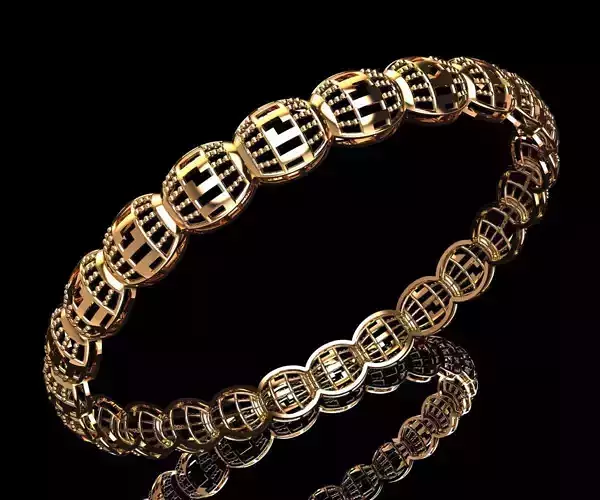 1415 Triple-Line Star Motif Bangle 60MM-14gm