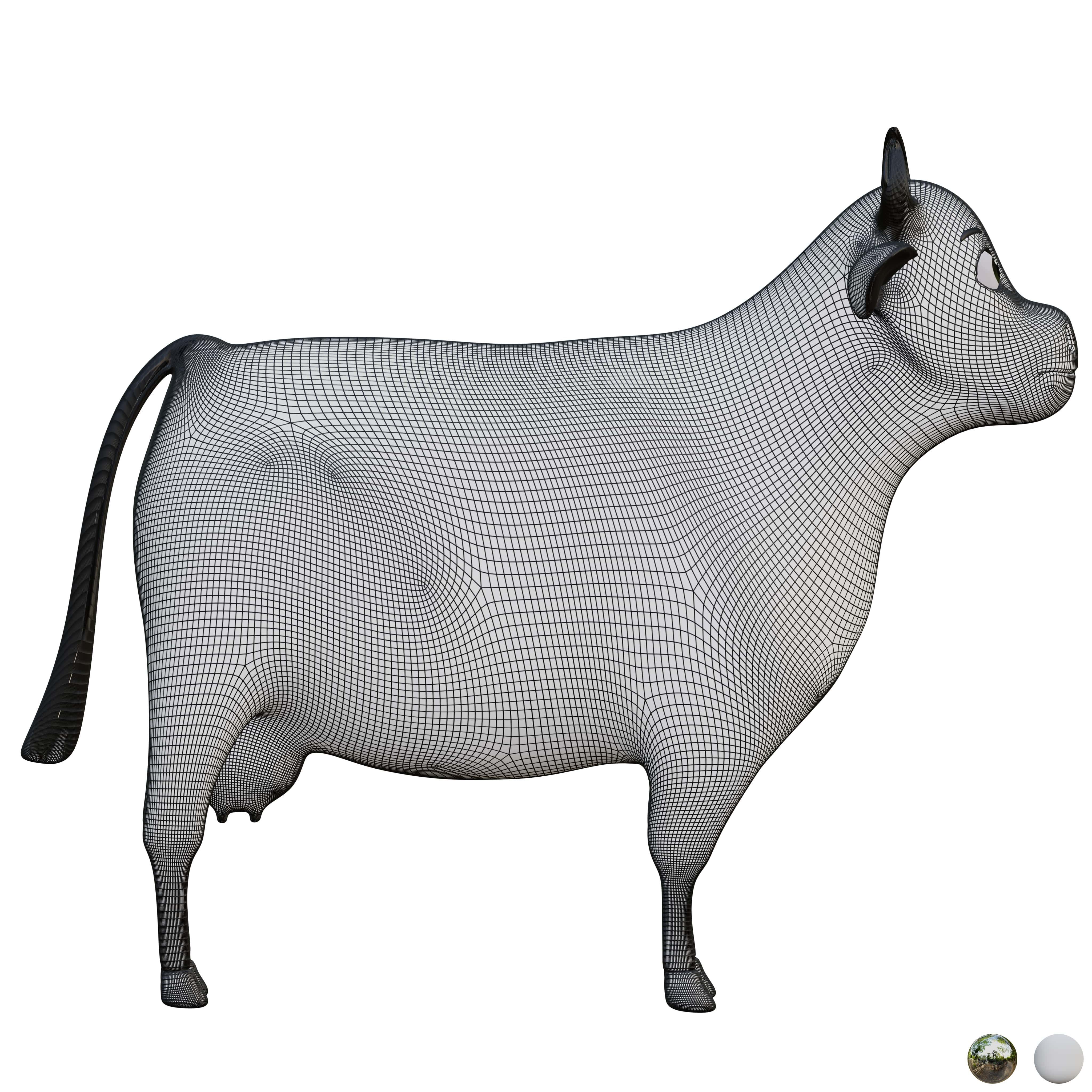 3D CARTOON COW  Low-poly 3D model_4