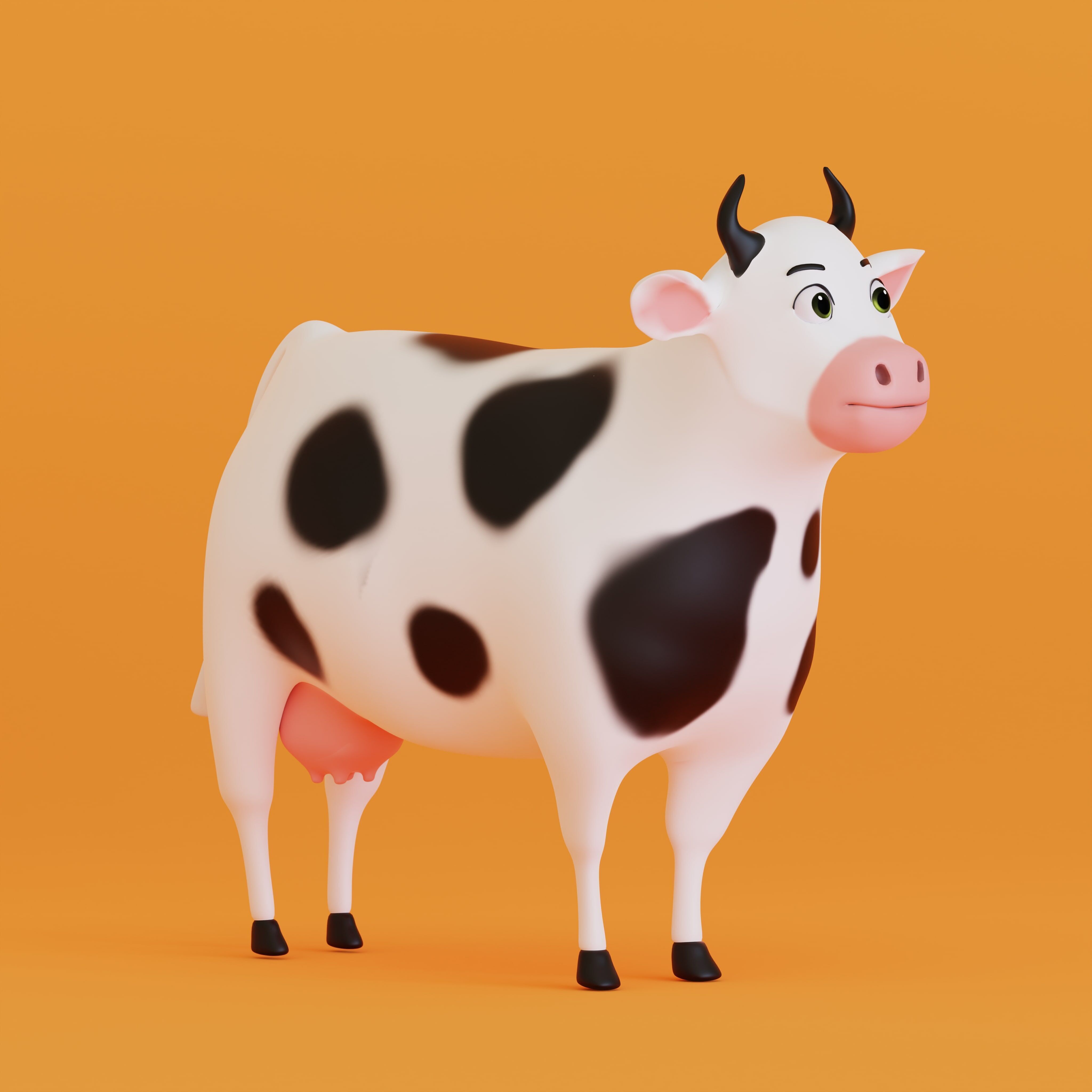 3D CARTOON COW  Low-poly 3D model_1