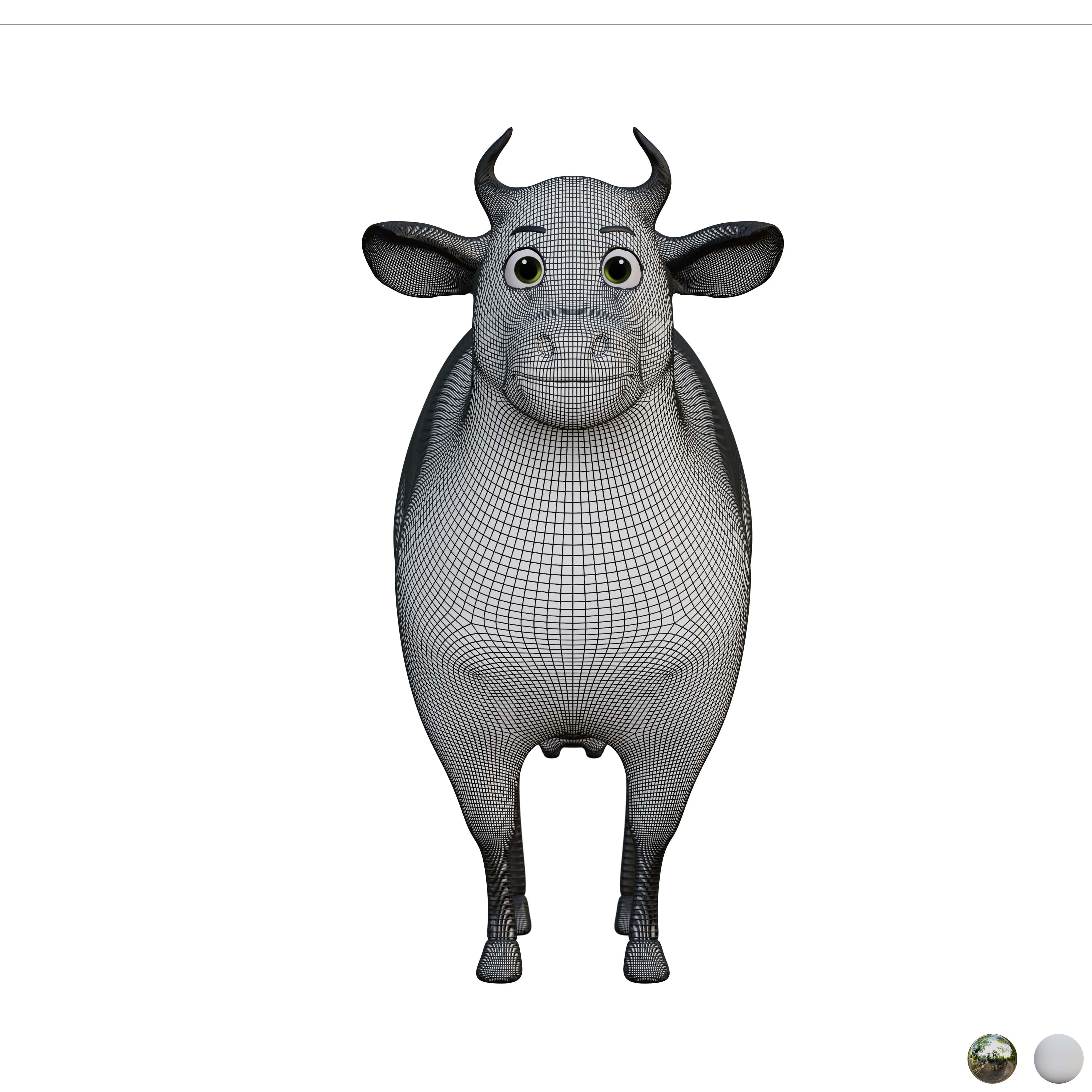 3D CARTOON COW  Low-poly 3D model_3