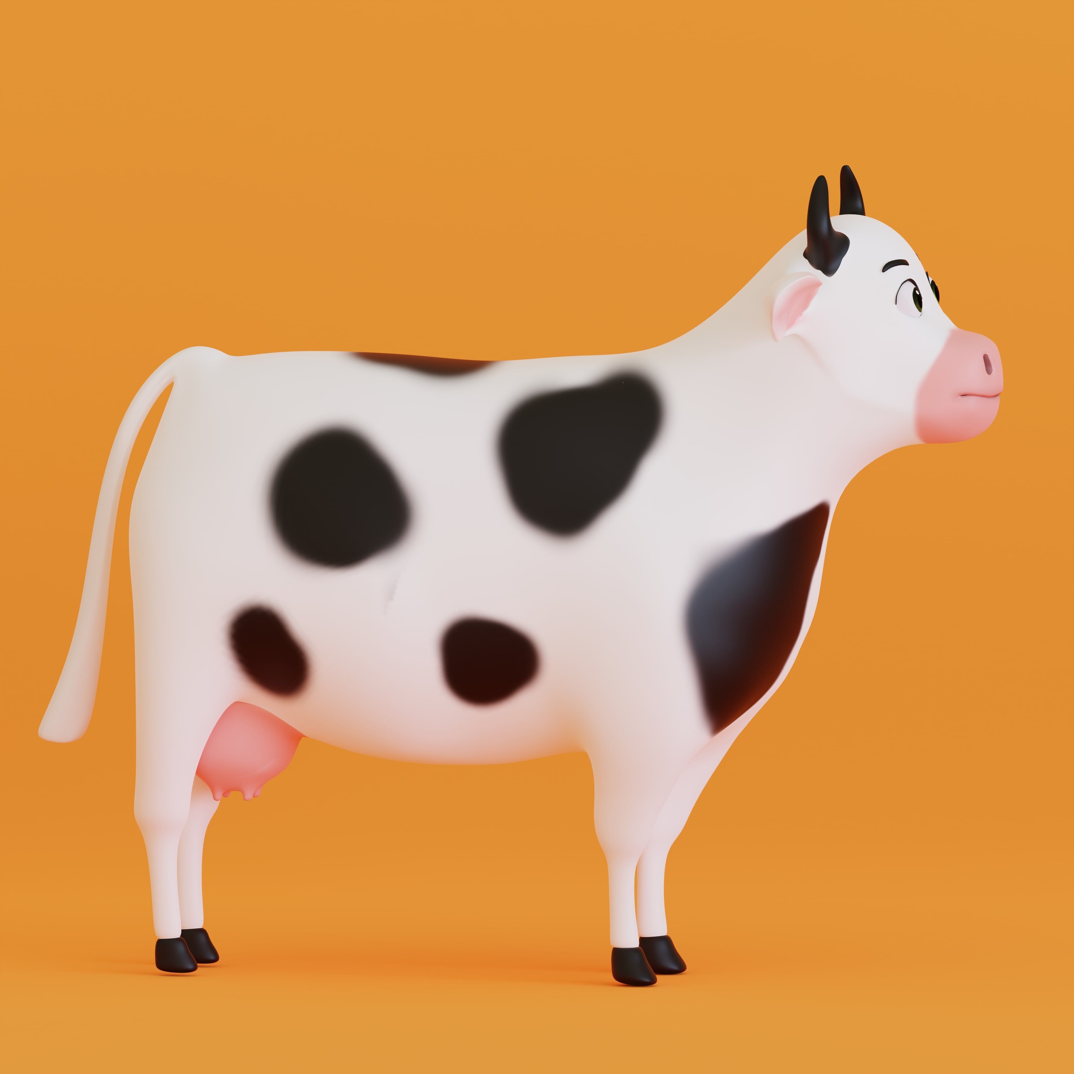 3D CARTOON COW  Low-poly 3D model_2