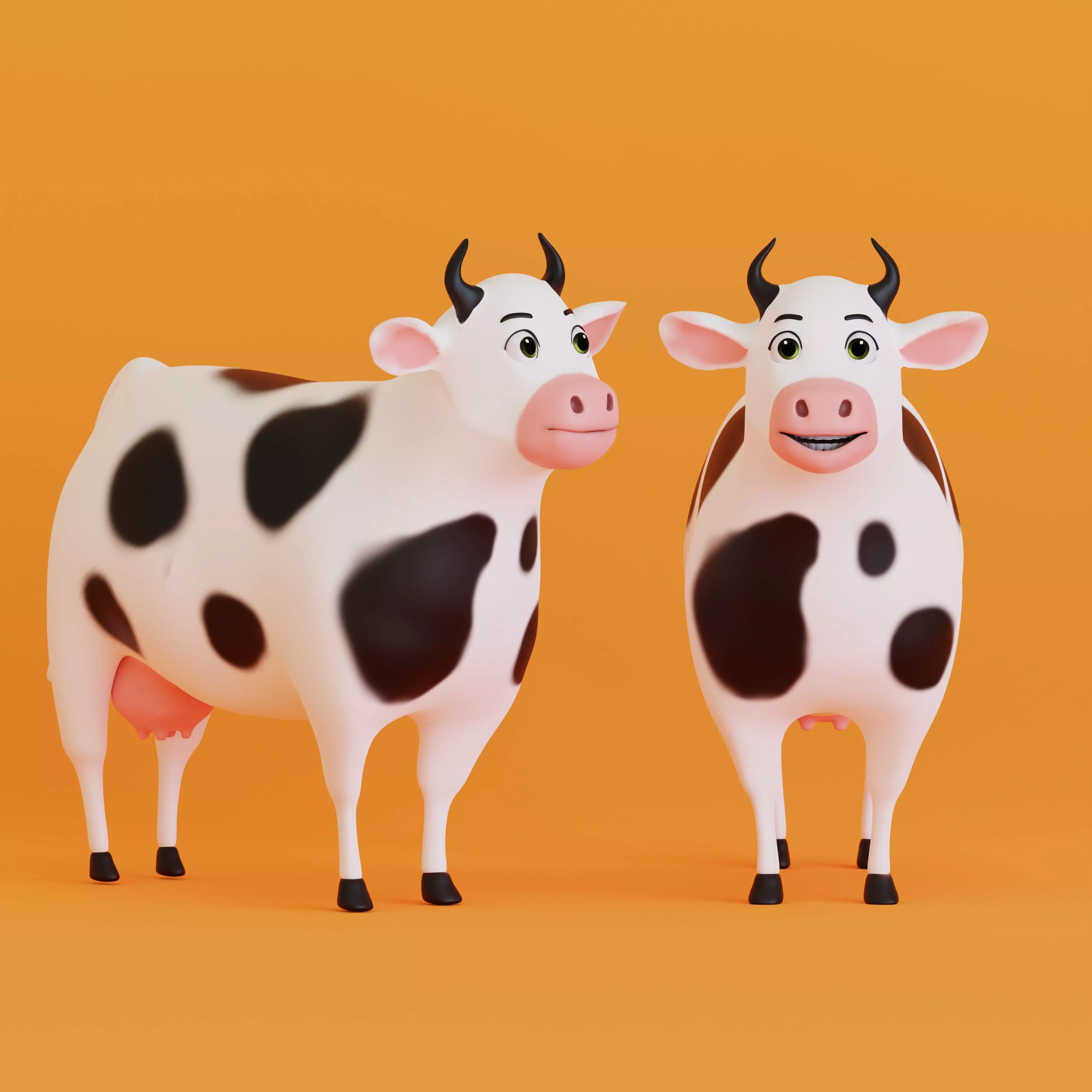 3D CARTOON COW  Low-poly 3D model_0
