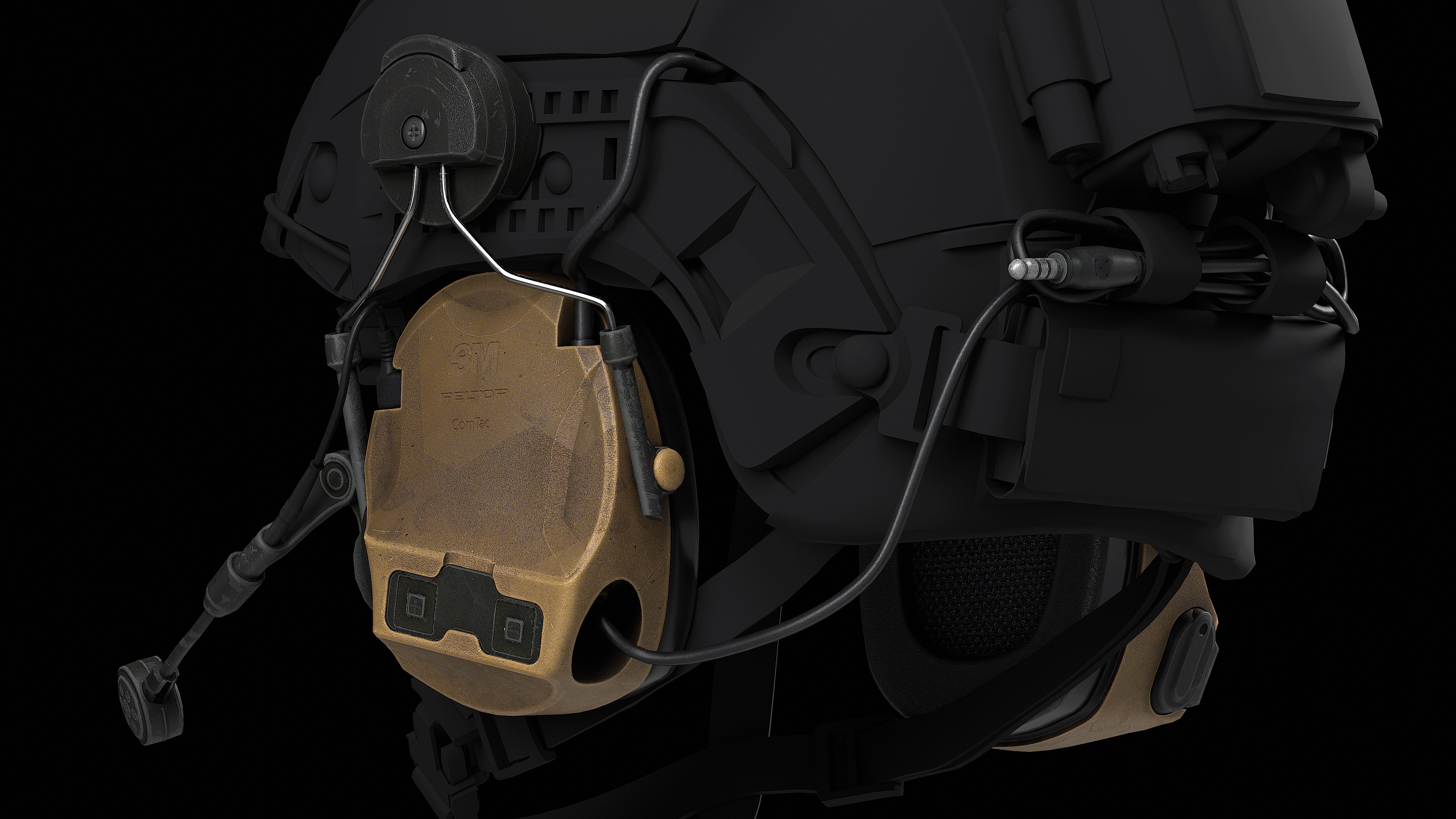 3M PELTOR ComTac VII Headset Low-poly 3D model_4