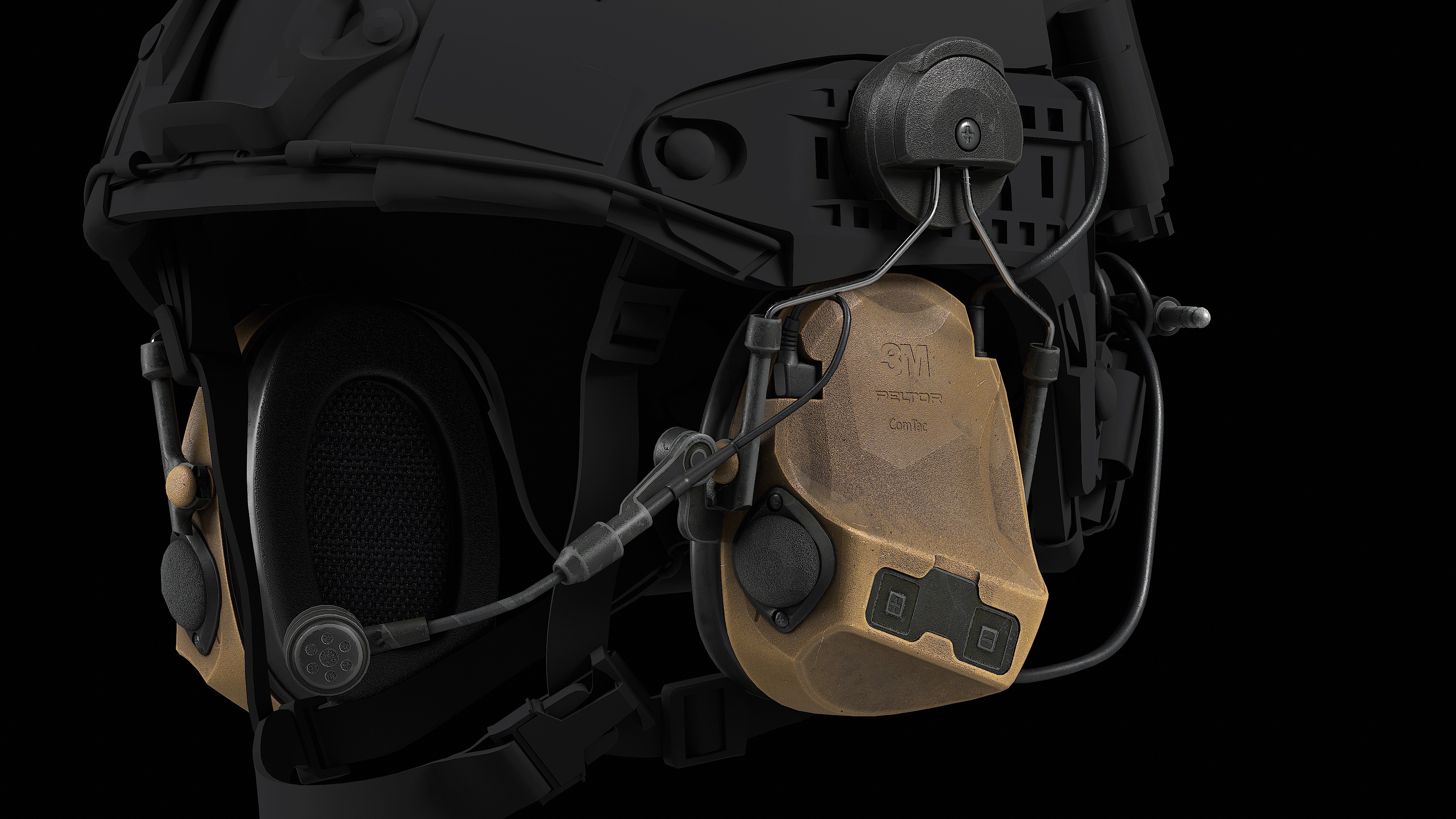 3M PELTOR ComTac VII Headset Low-poly 3D model_3