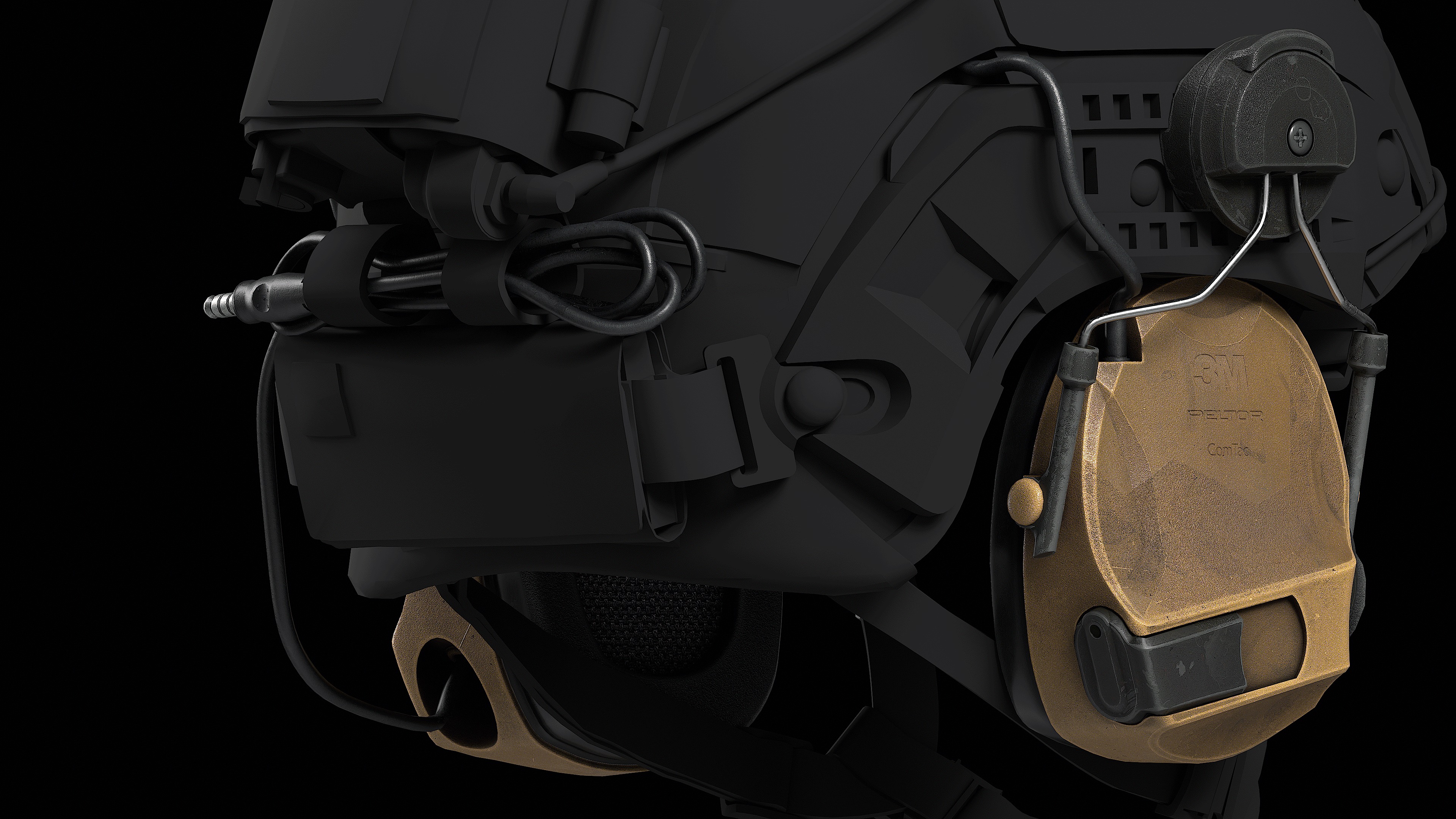 3M PELTOR ComTac VII Headset Low-poly 3D model_5