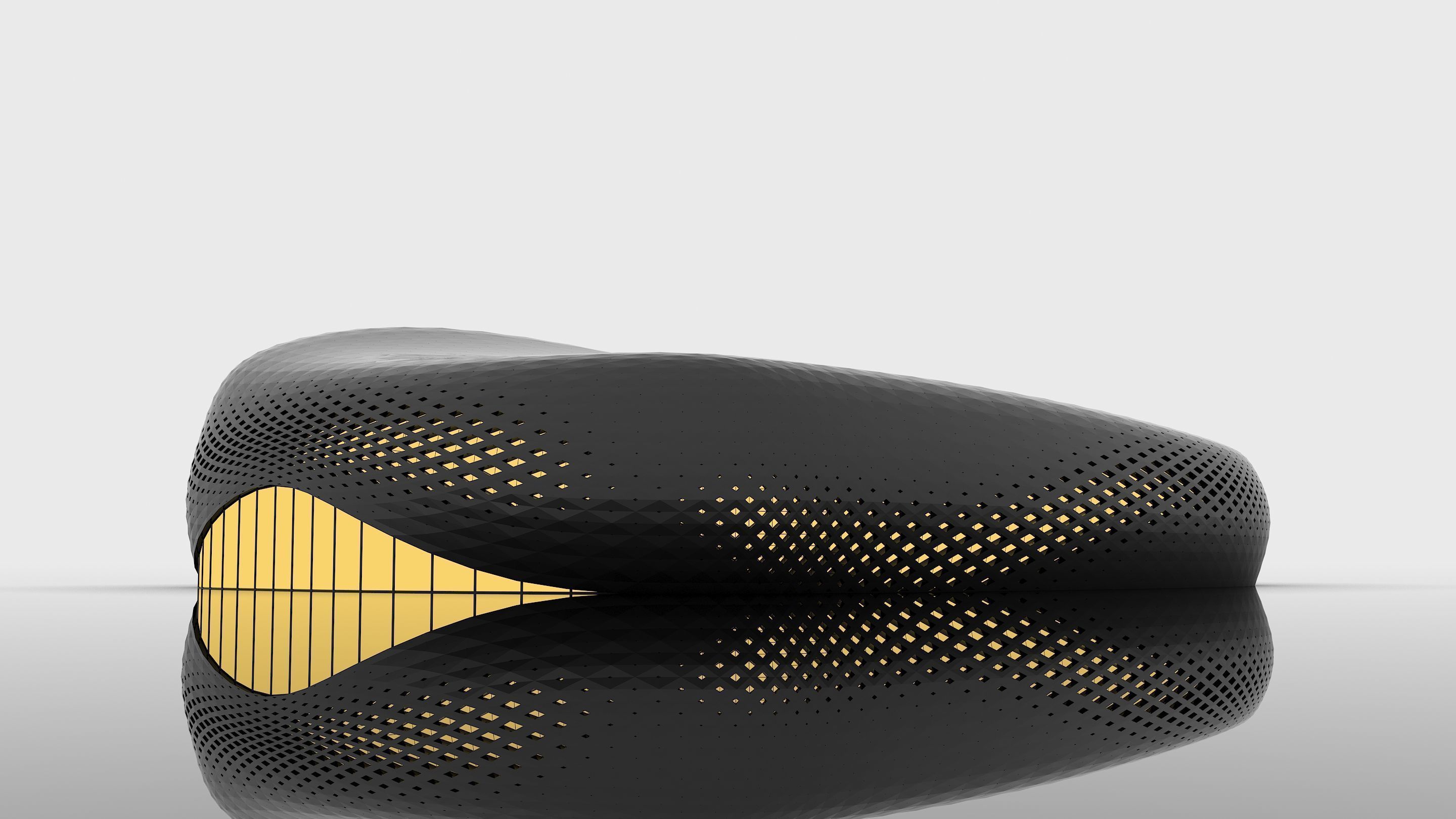 Organic architectural building with parametric openings Low-poly 3D model_1