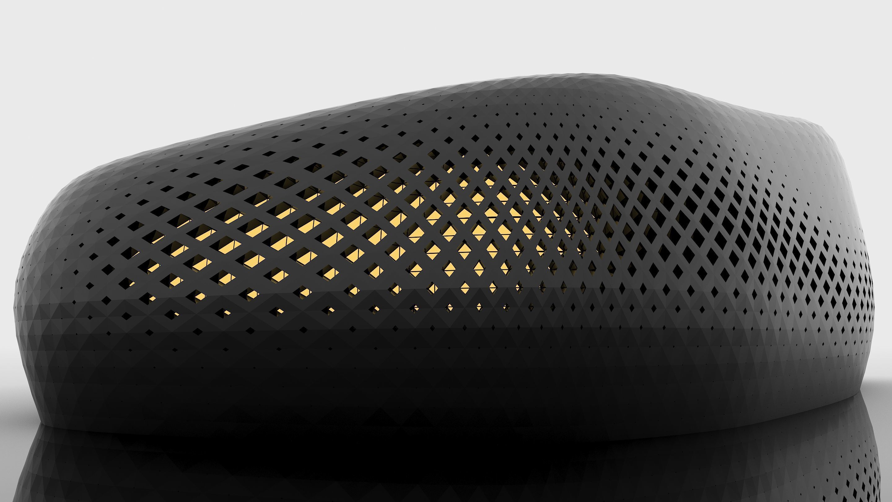 Organic architectural building with parametric openings Low-poly 3D model_2