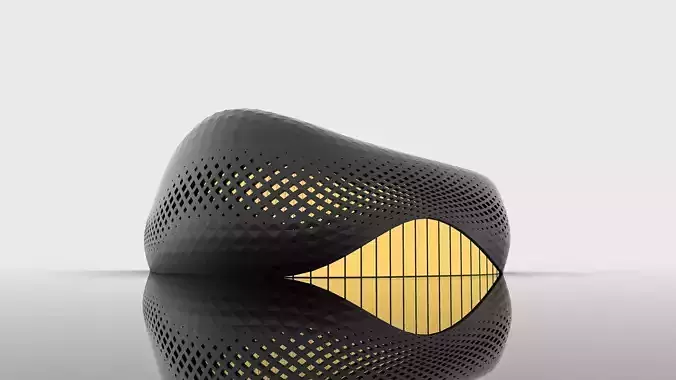 Organic architectural building with parametric openings