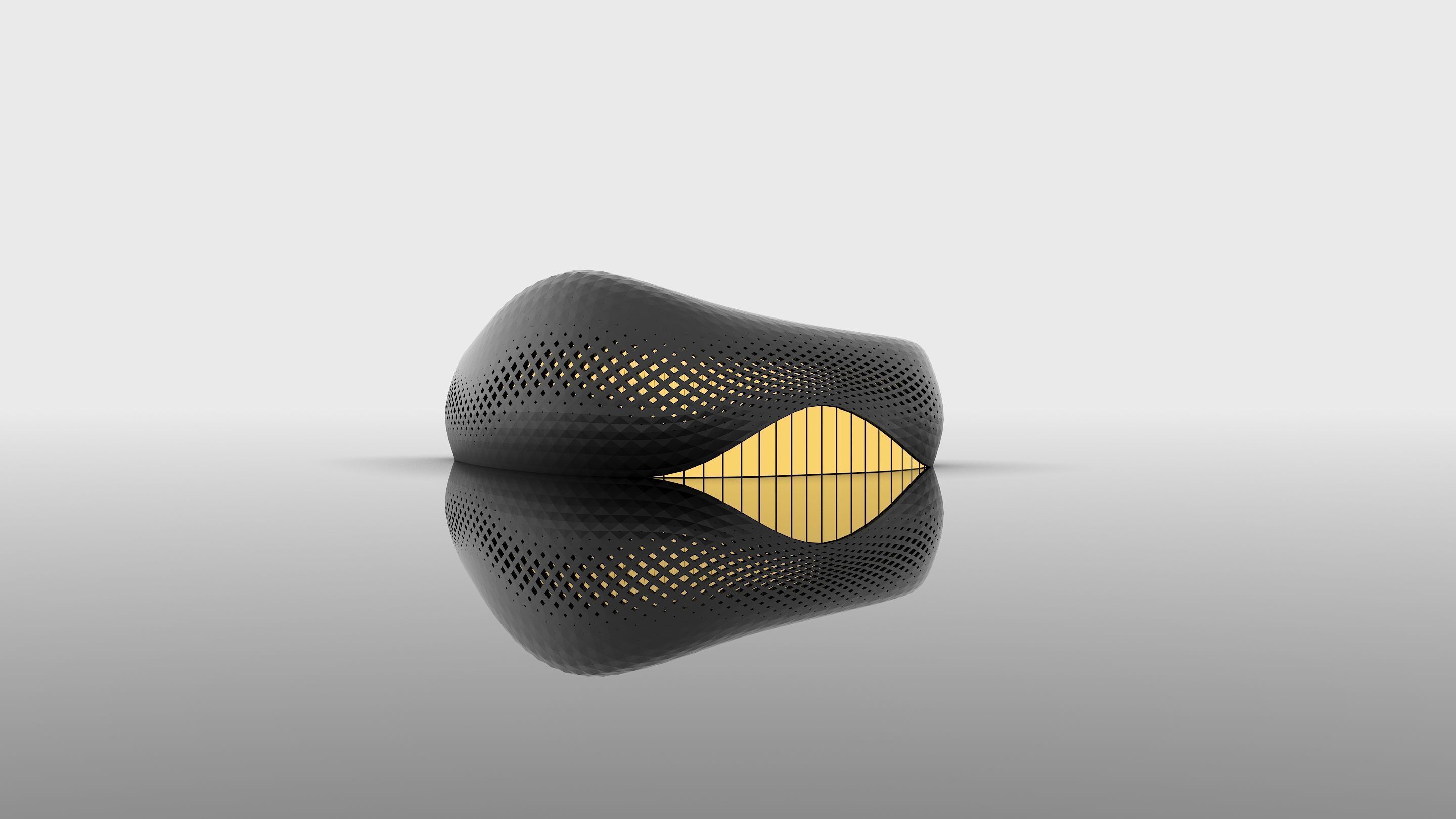 Organic architectural building with parametric openings Low-poly 3D model_7