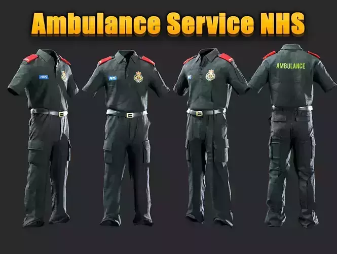 London Ambulance Service NHS Trust Uniform  Shirt Trousers  Low-poly 3D model
