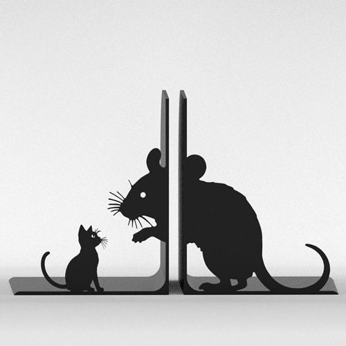 Mouse and Cat Bookends 3D print model