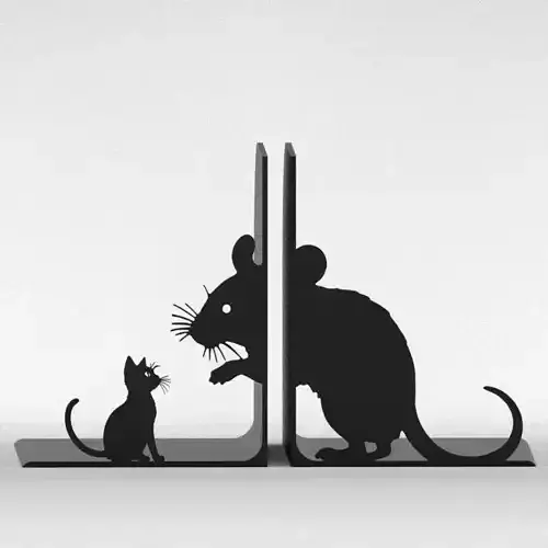 Mouse and Cat Bookends