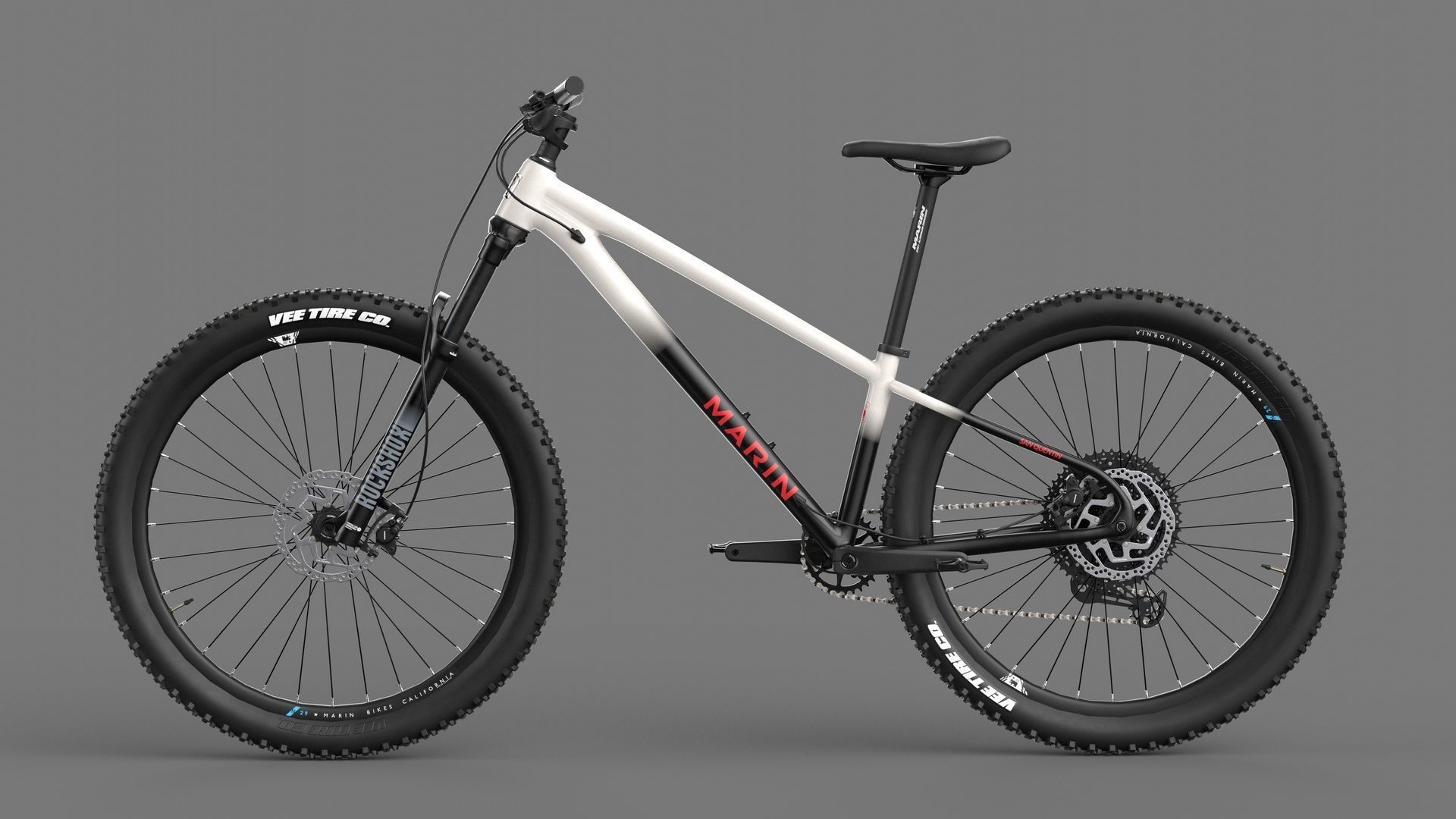 MTB hardtail in white black  Low-poly 3D model_5