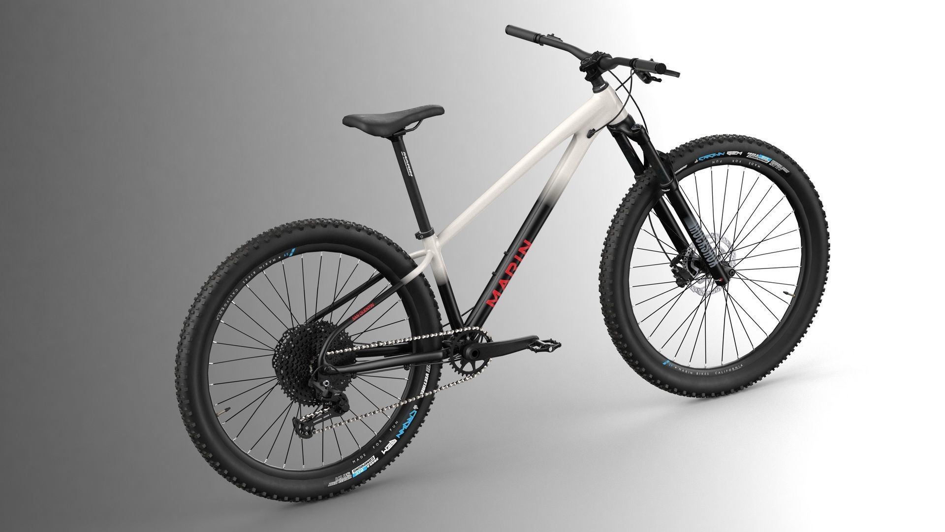 MTB hardtail in white black  Low-poly 3D model_7