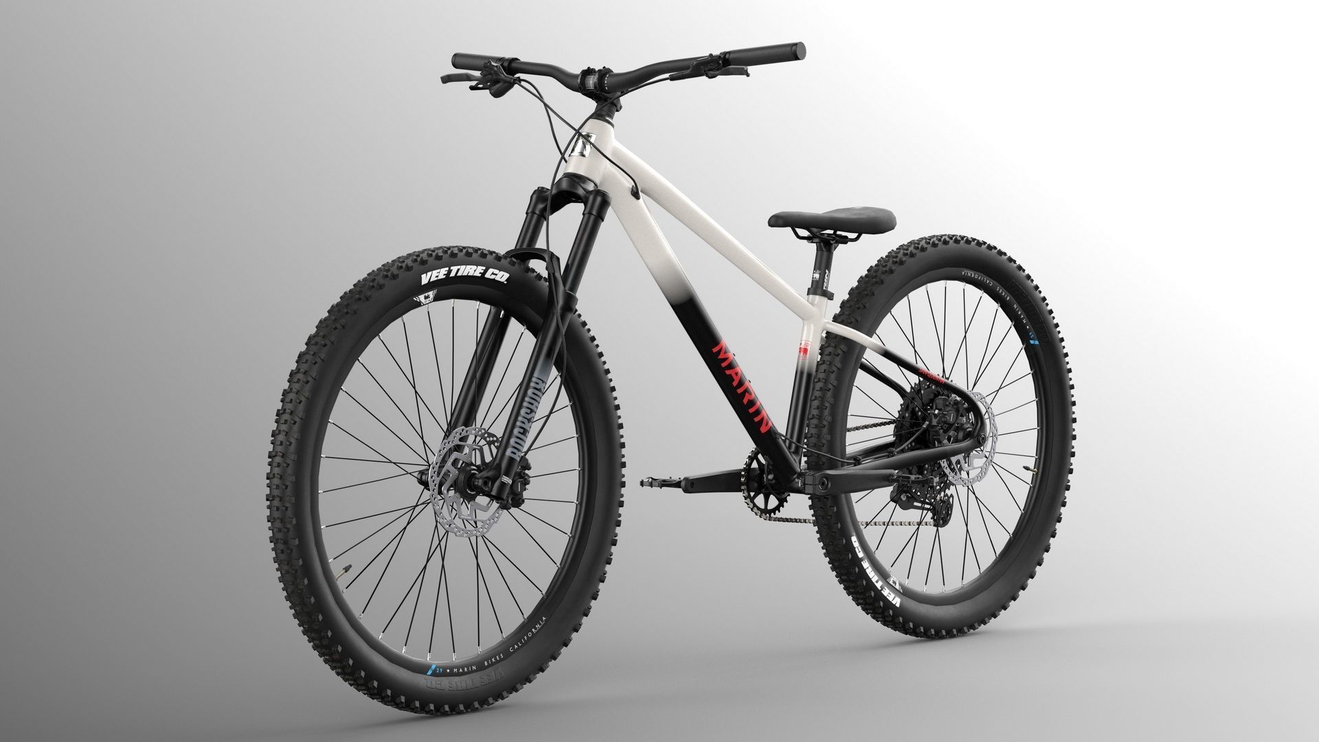 MTB hardtail in white black  Low-poly 3D model_4