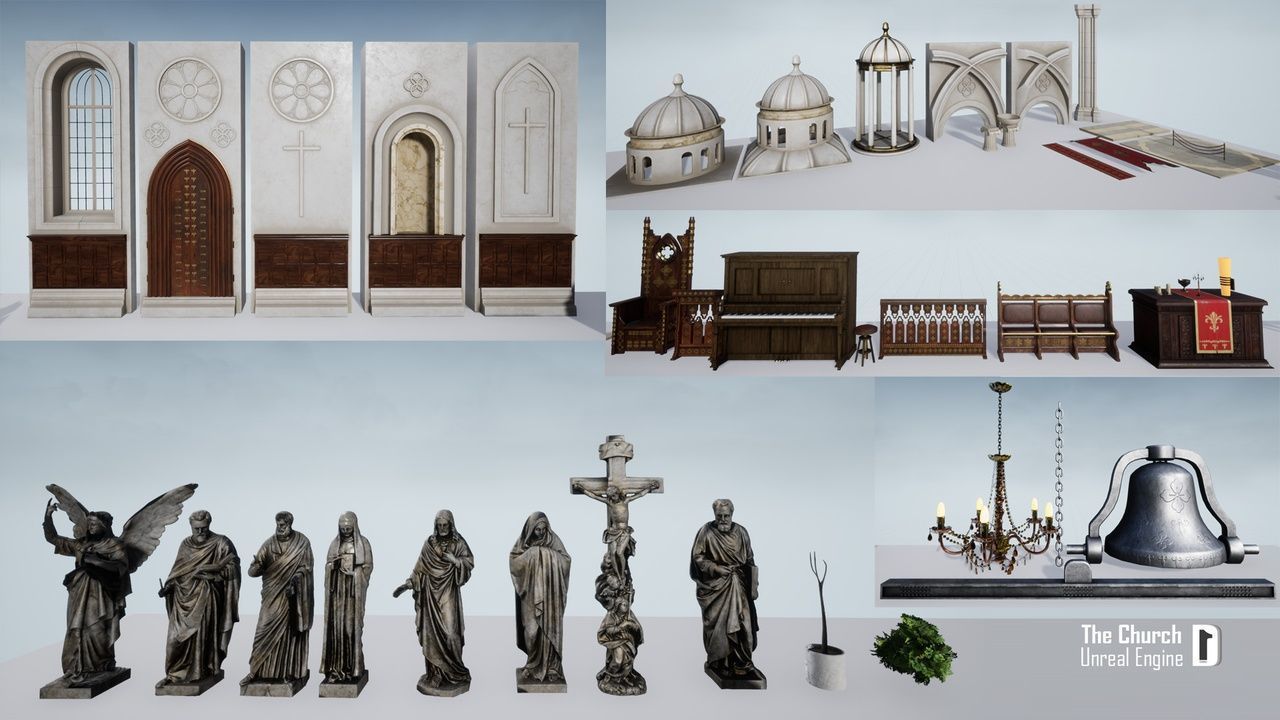 The Church - Unreal Engine Project Low-poly 3D model_24