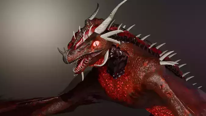 Rigged Red Dragon with 7 Animation  
