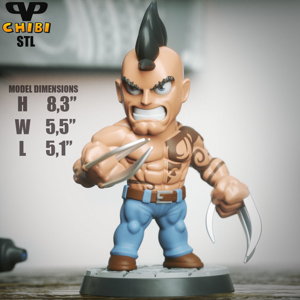 Daken Chibi STL for 3D Printing ChibiSTL 3DXM 3D print model_5