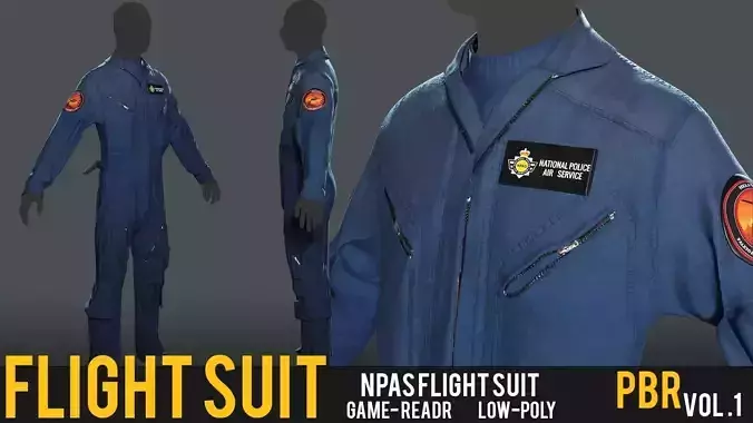 NPAS Style Flight Suit - Police Aviation 3D Model for EUP