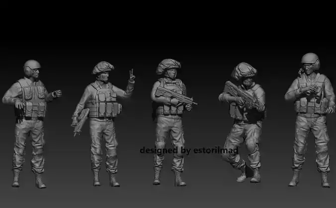 PACK 5 IDF SOLDIERS IN ACTION V2 3D print model