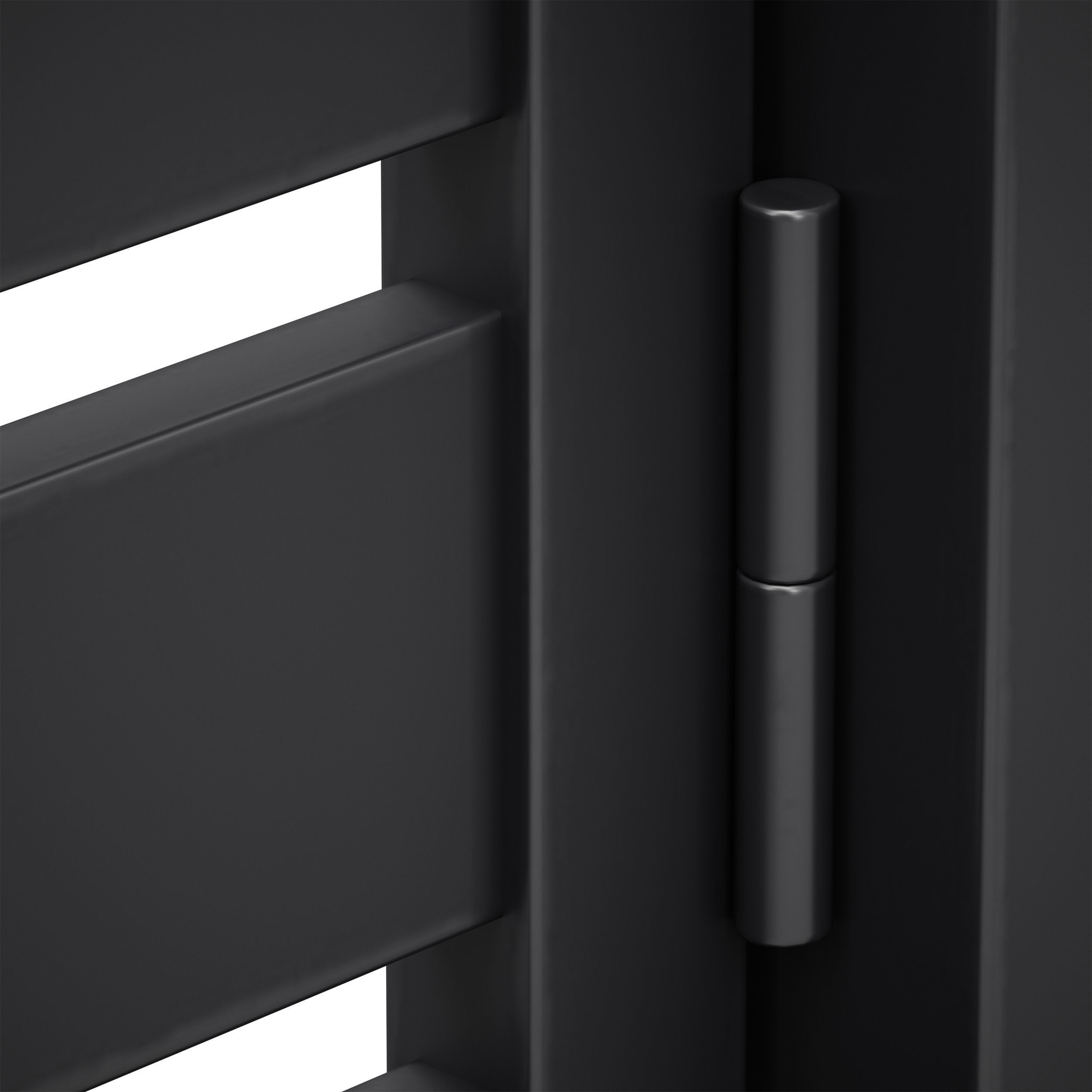 Black slatted fence gate with gate 3D model_22