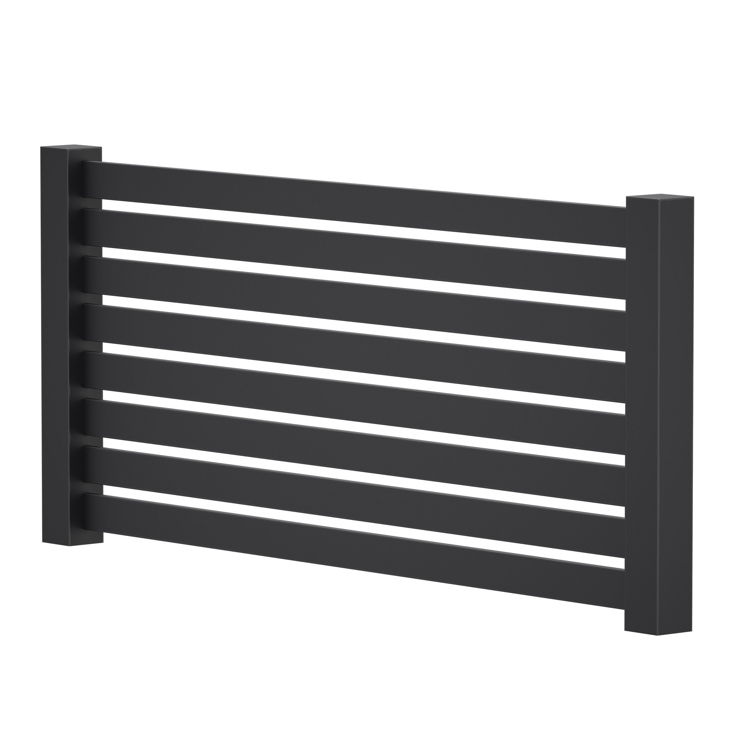 Black slatted fence gate with gate 3D model_15