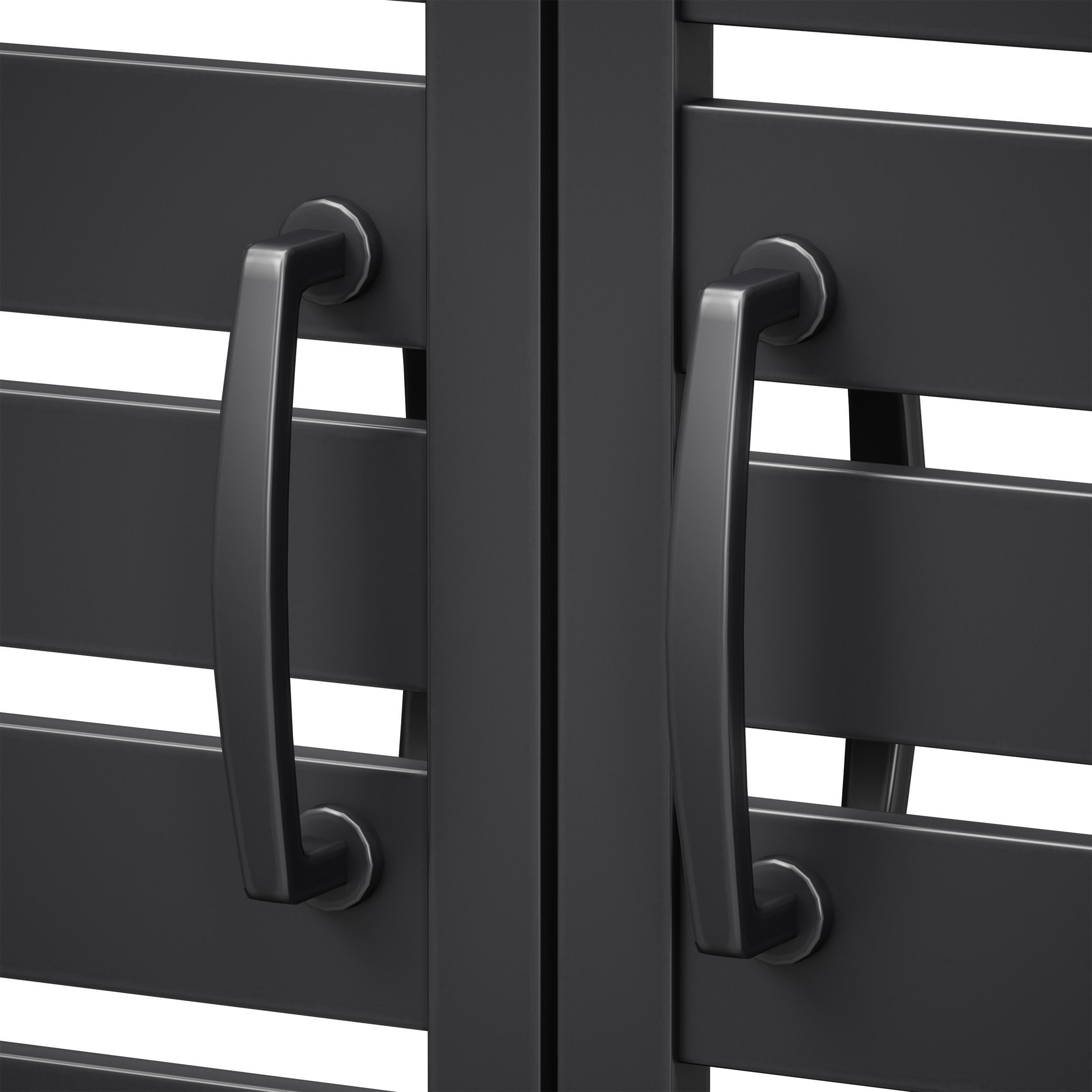 Black slatted fence gate with gate 3D model_18