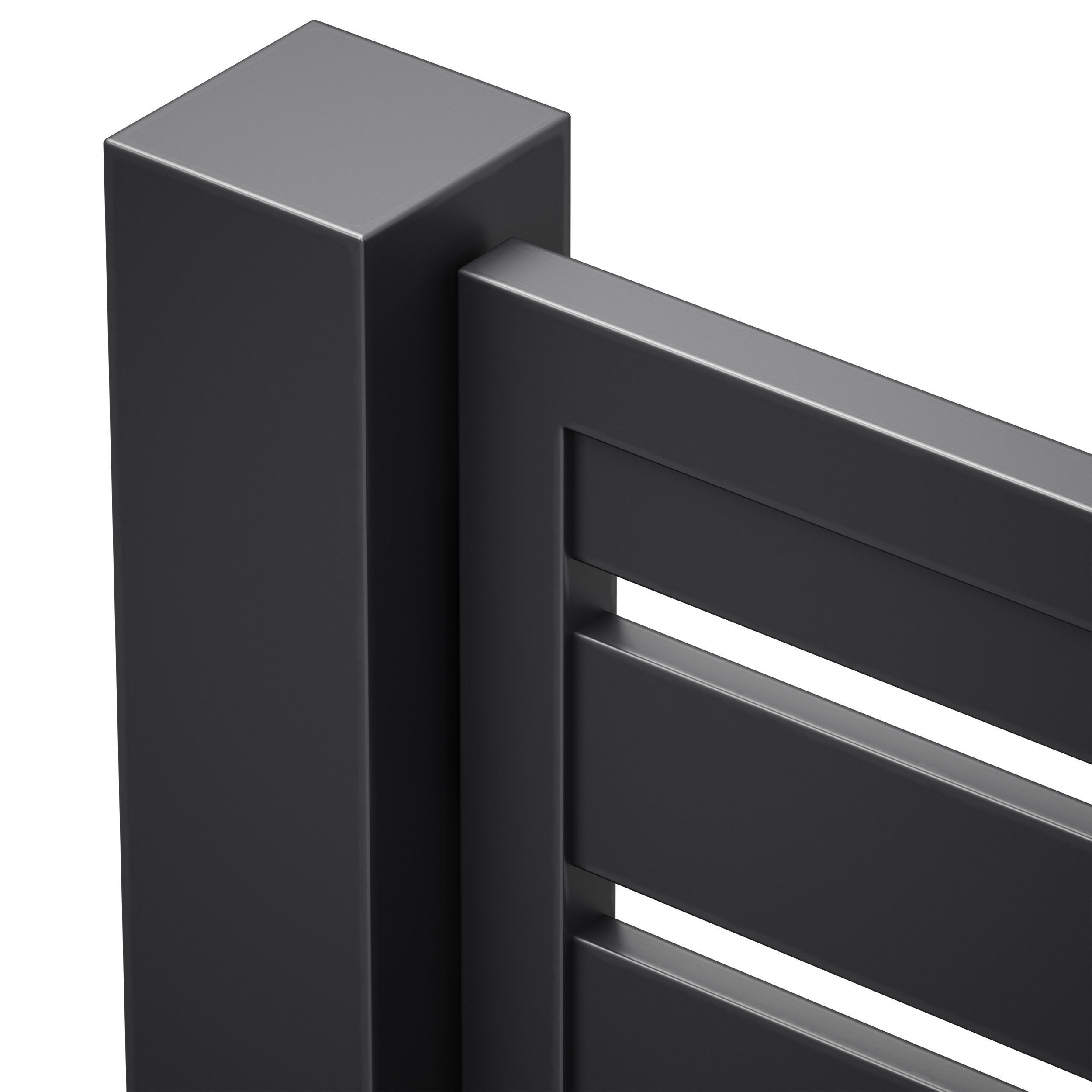 Black slatted fence gate with gate 3D model_17