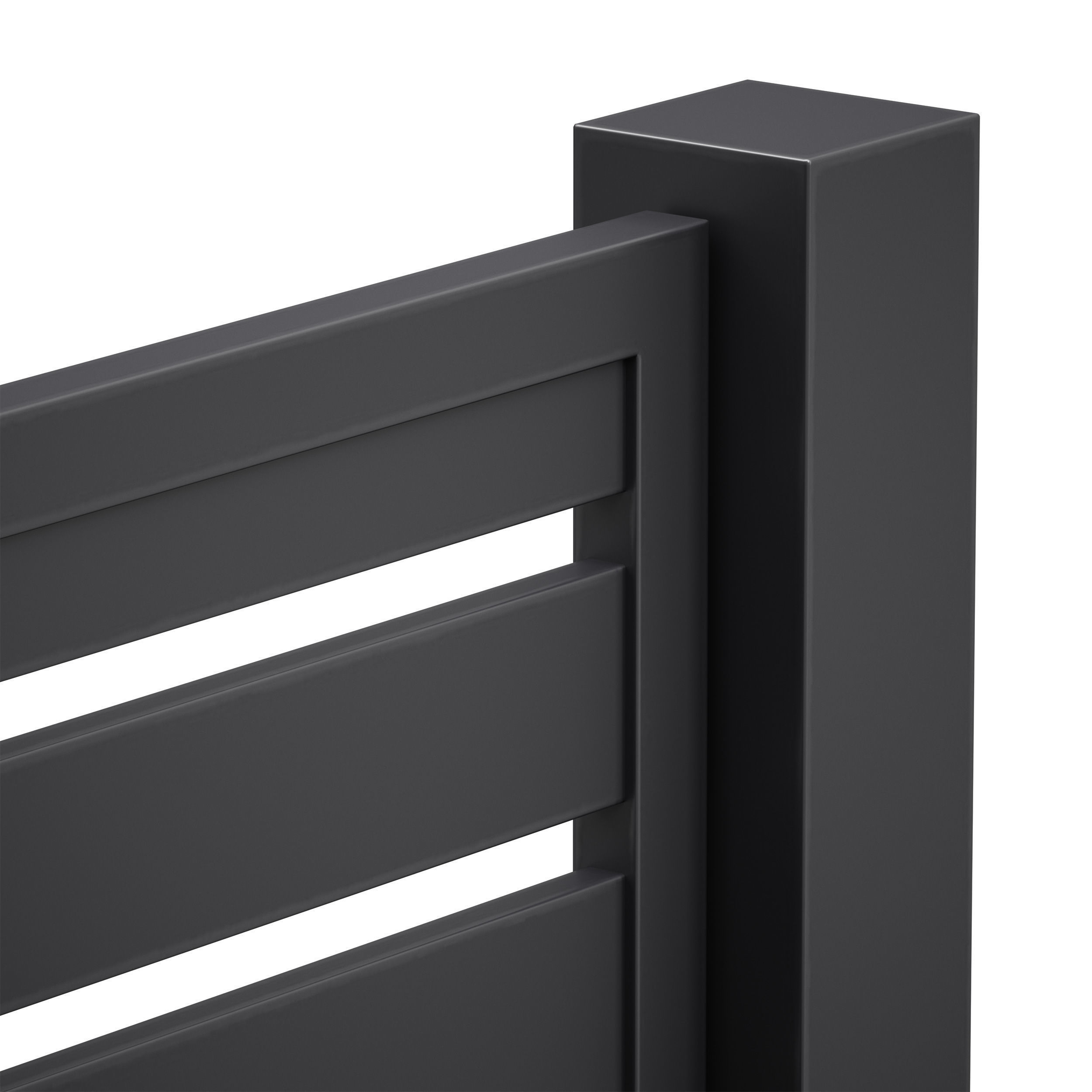 Black slatted fence gate with gate 3D model_20