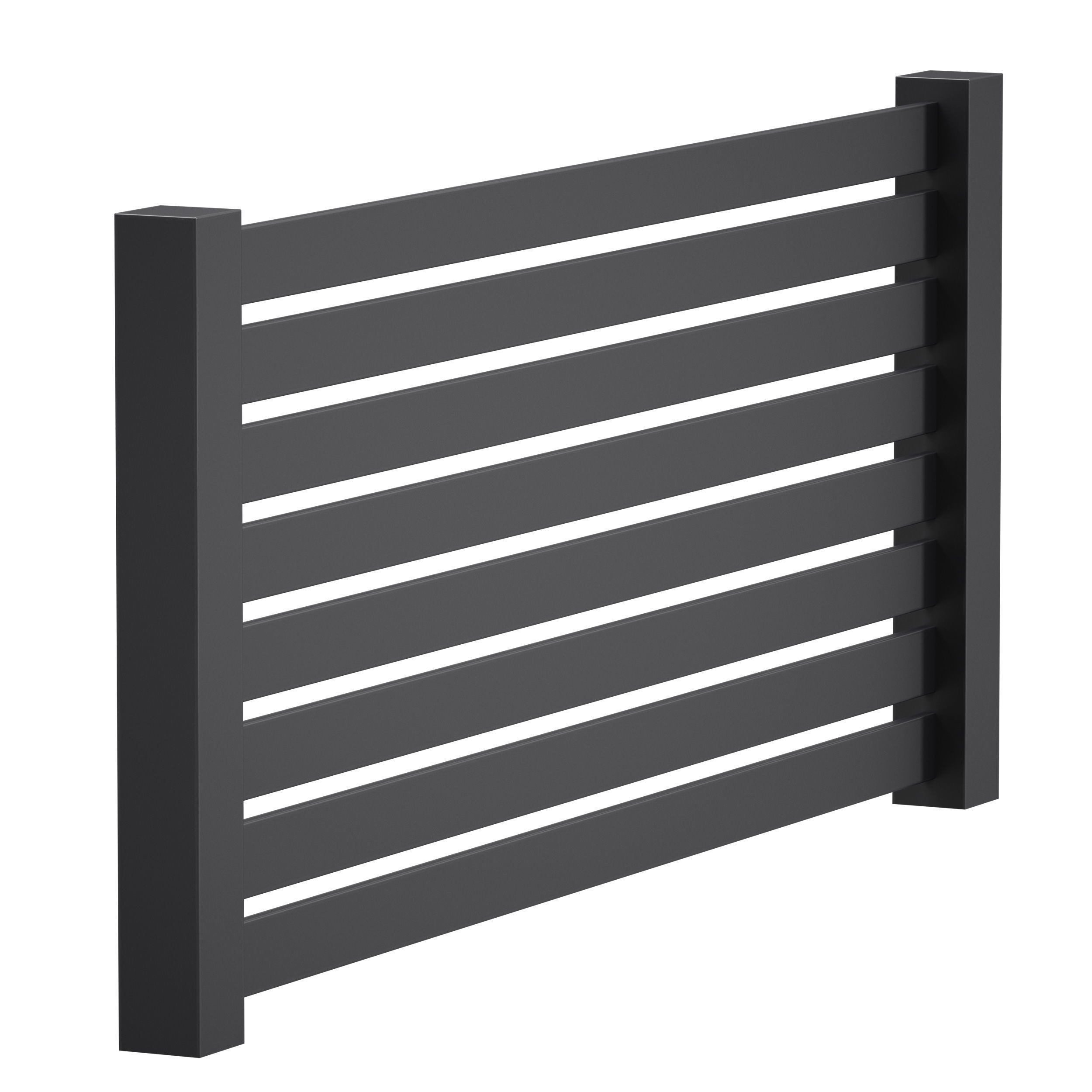 Black slatted fence gate with gate 3D model_13