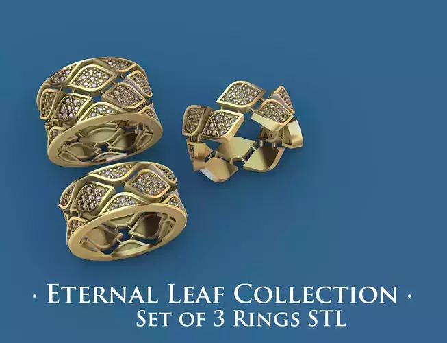 Eternal Leaf Collection - Set of 3 Rings STL