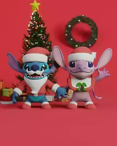 Stitch And Angel Christmas 3D print model Stitch And Angel Christmas 3D print model