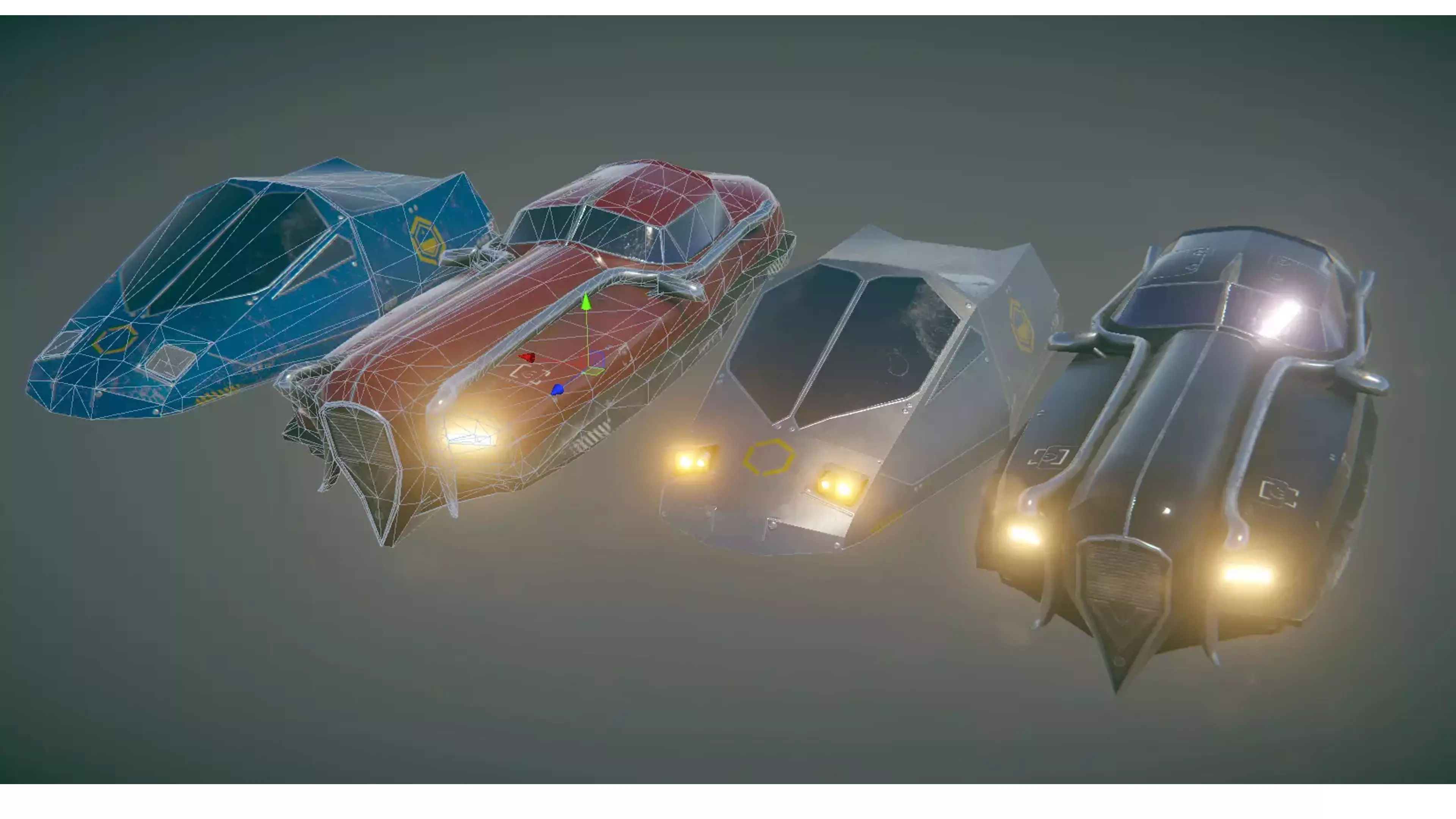Fly Cars Pack 2 Low-poly 3D model