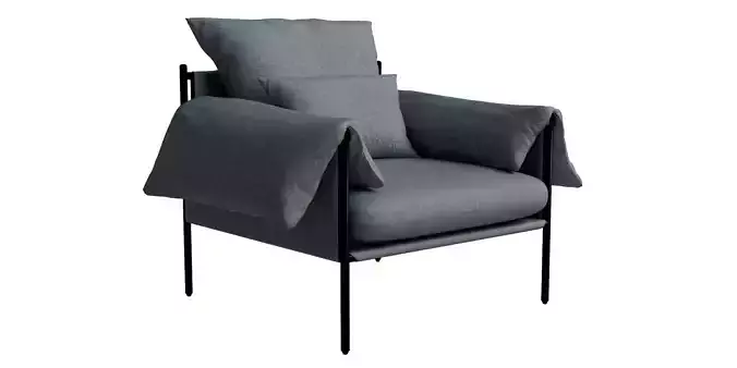 Blue Fabric Lounge Chair