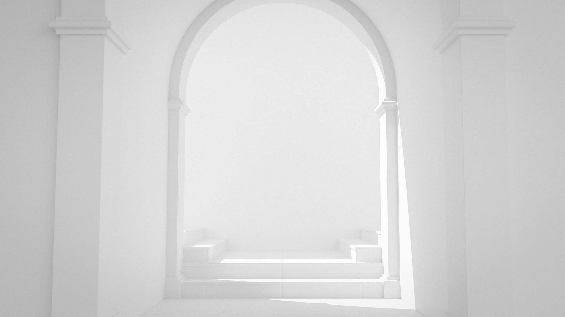 A large archway with stairs 3D model_6