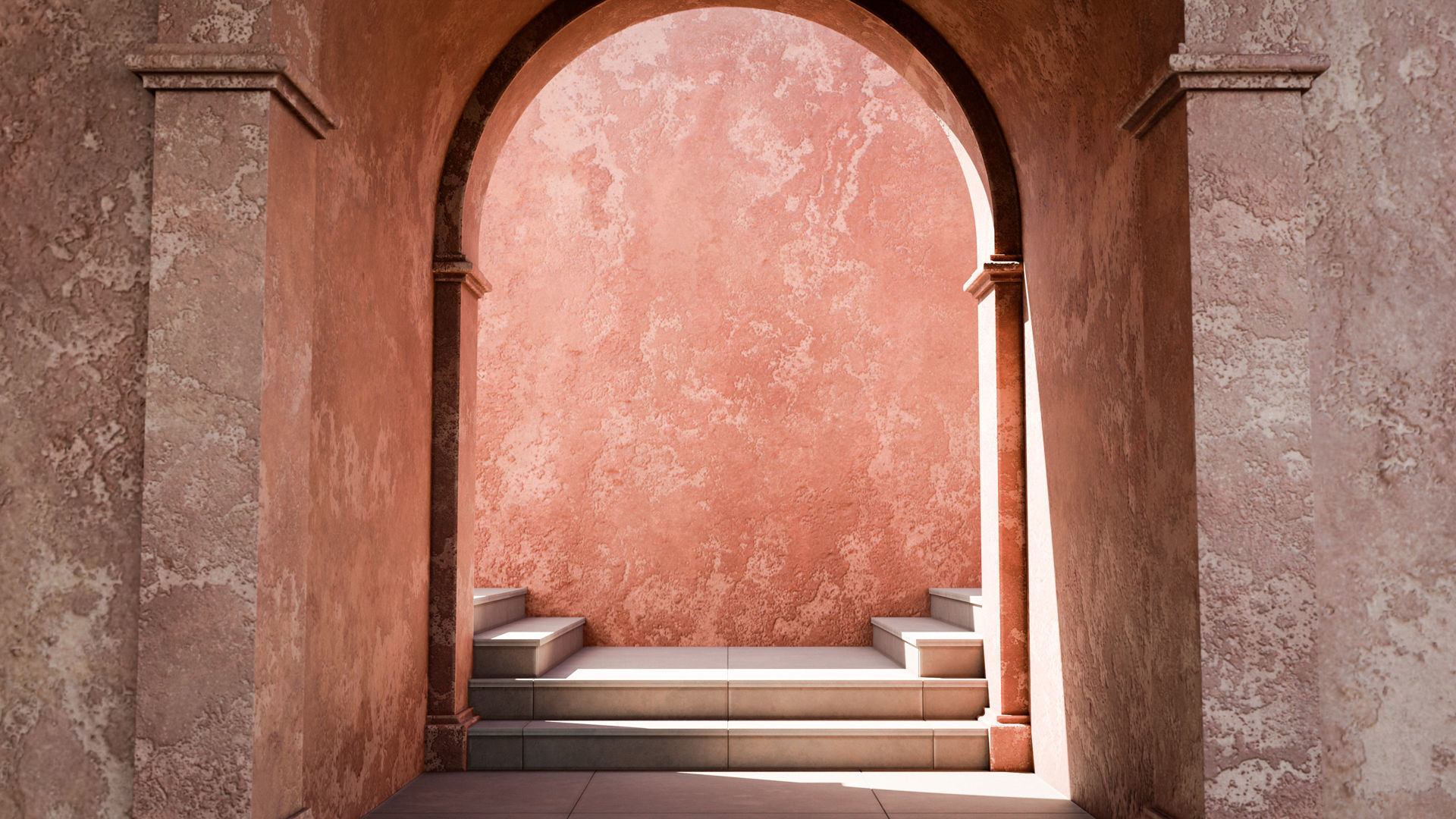 A large archway with stairs 3D model_5