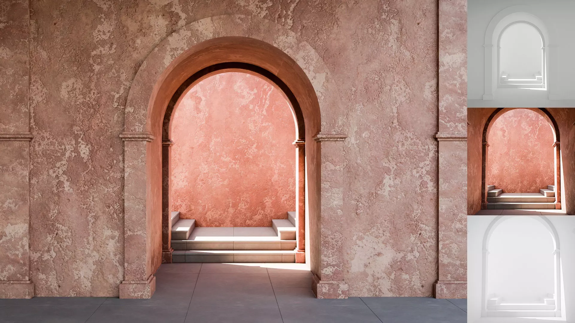 A large archway with stairs 3D model_0