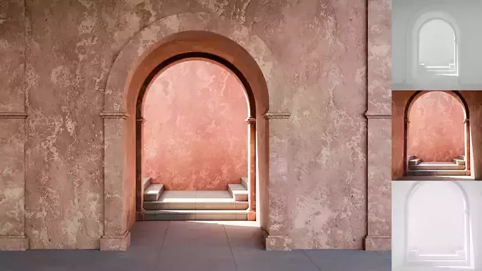 A large archway with stairs