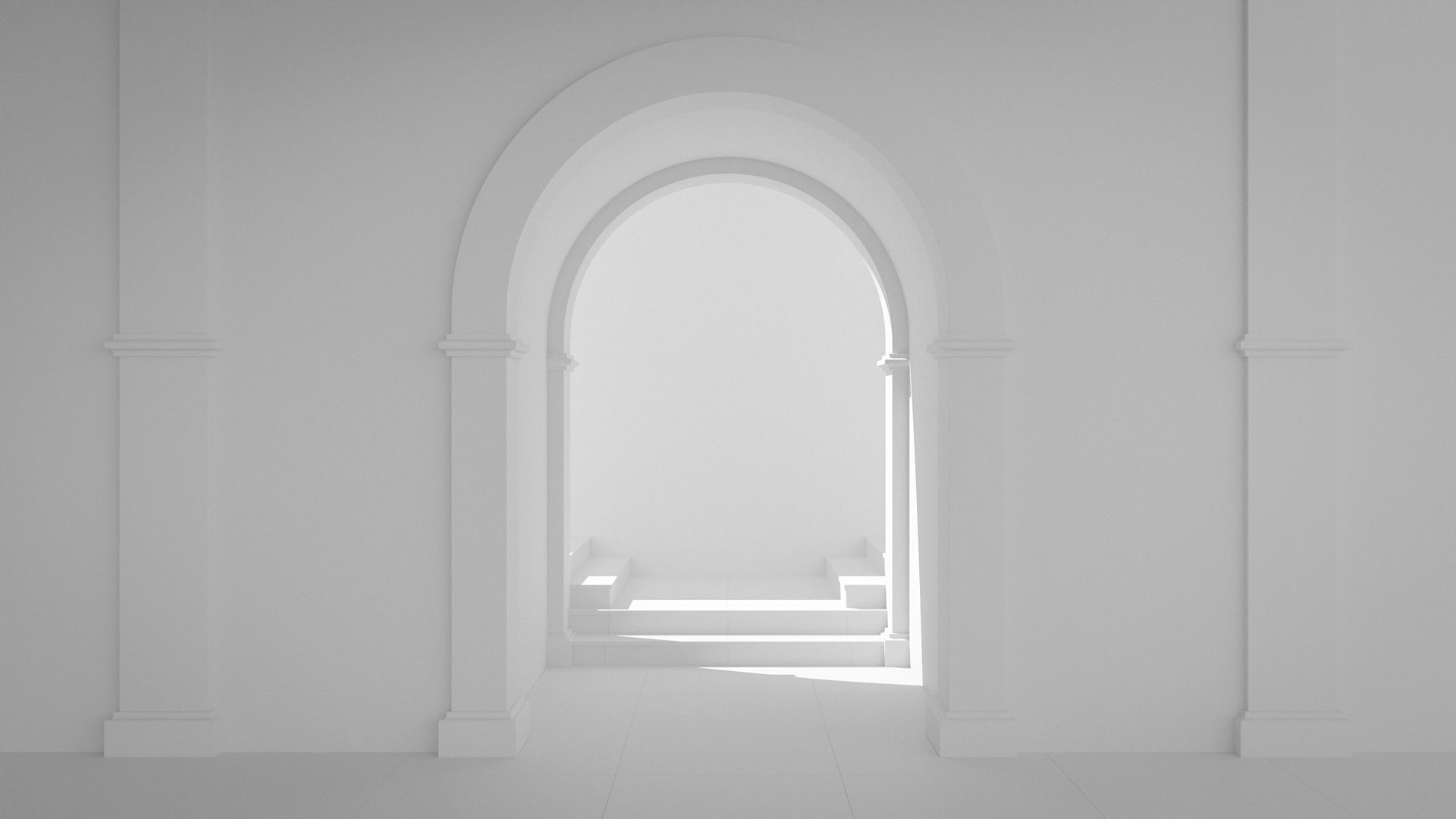 A large archway with stairs 3D model_2