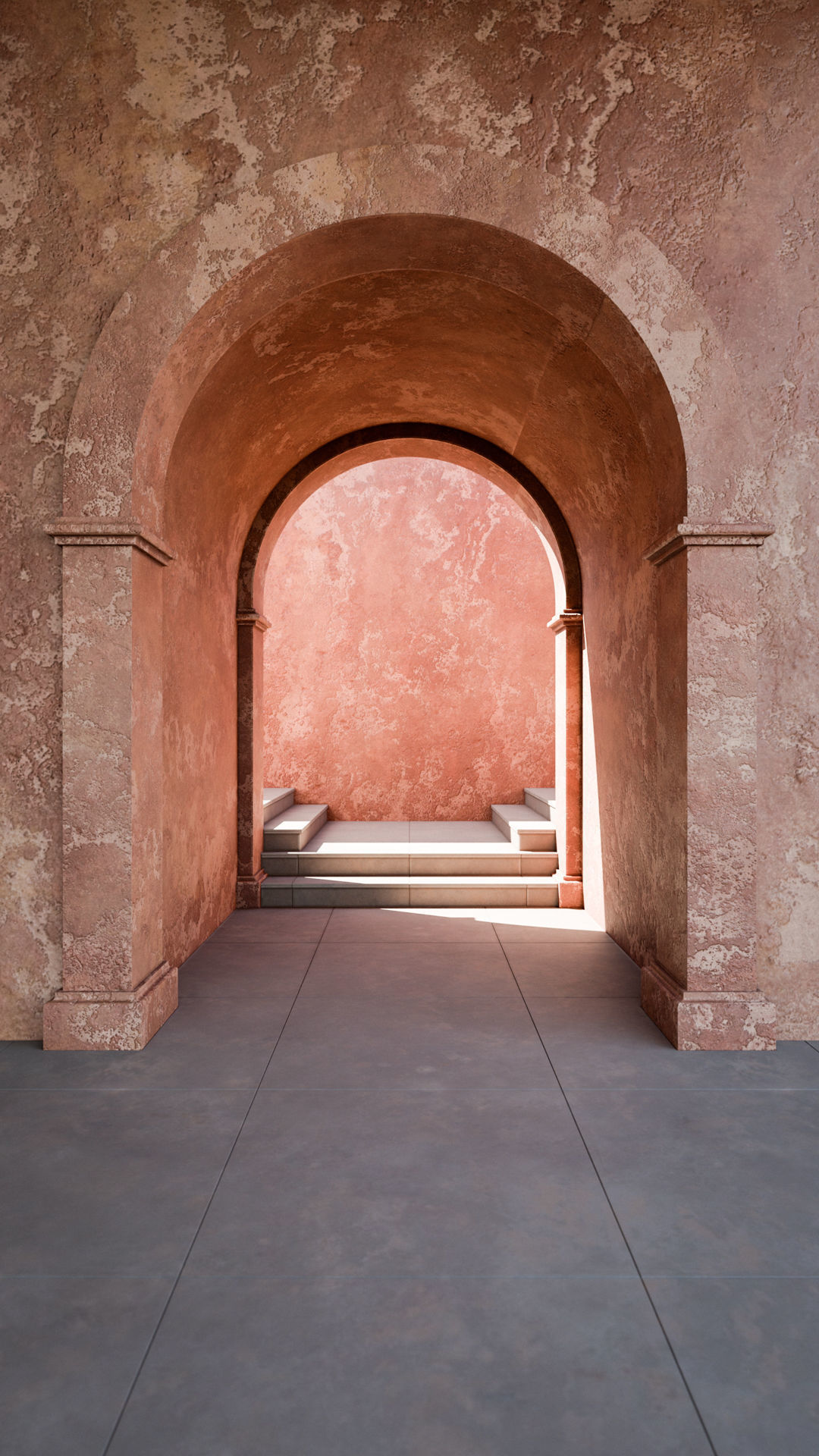 A large archway with stairs 3D model_3