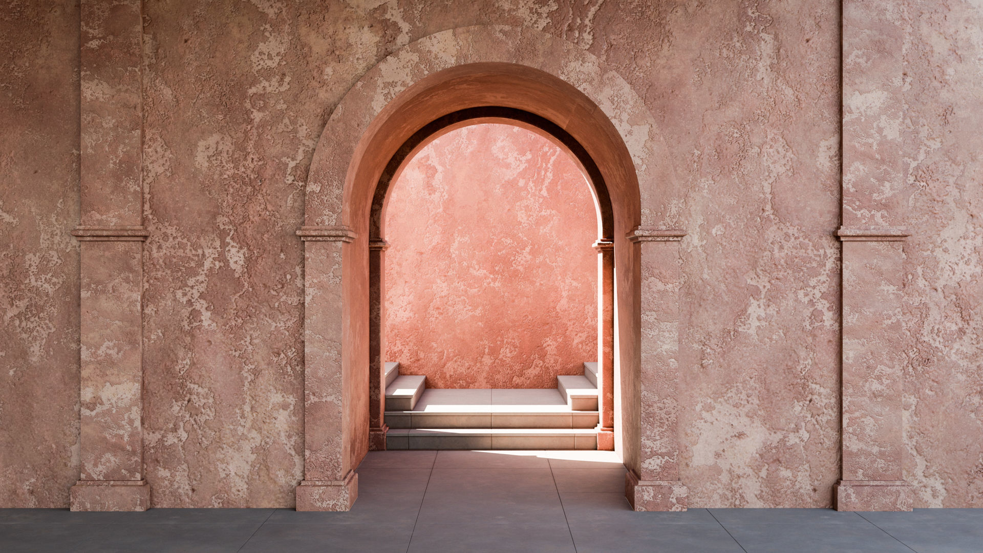 A large archway with stairs 3D model_1