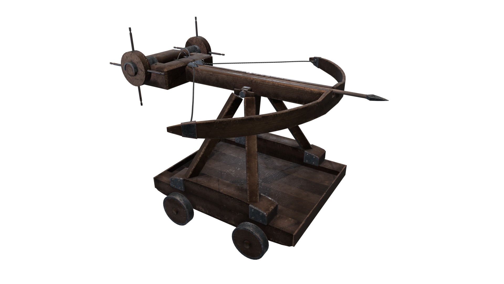 Medieval Ballista Old Low-poly 3D model_8