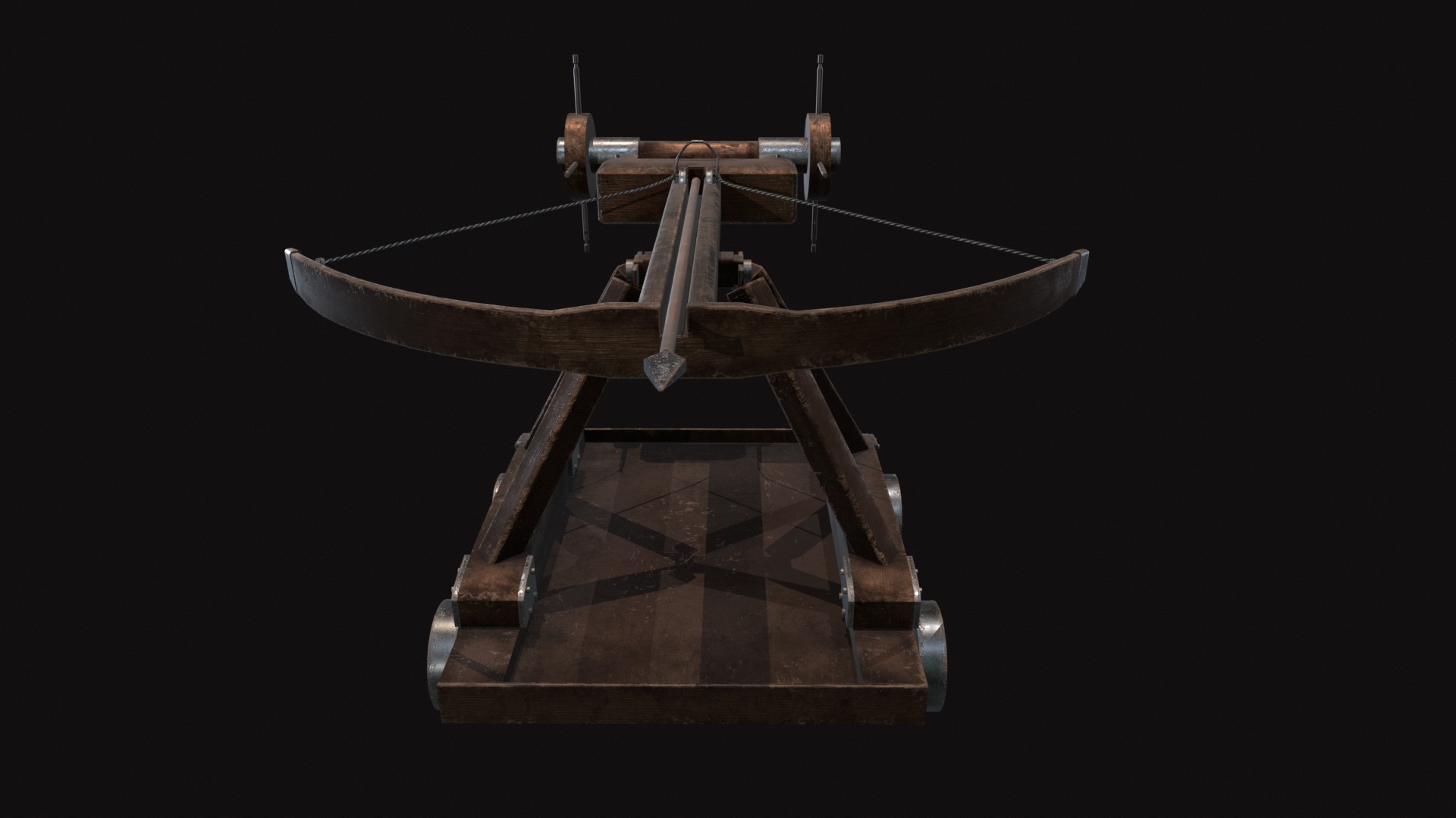 Medieval Ballista Old Low-poly 3D model_4